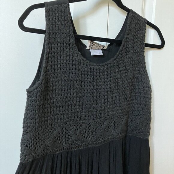 Vintage Jessica Maxi Dress Womens S Black Crochet Top Sheer Gauze Whimsigoth - Picture 4 of 6